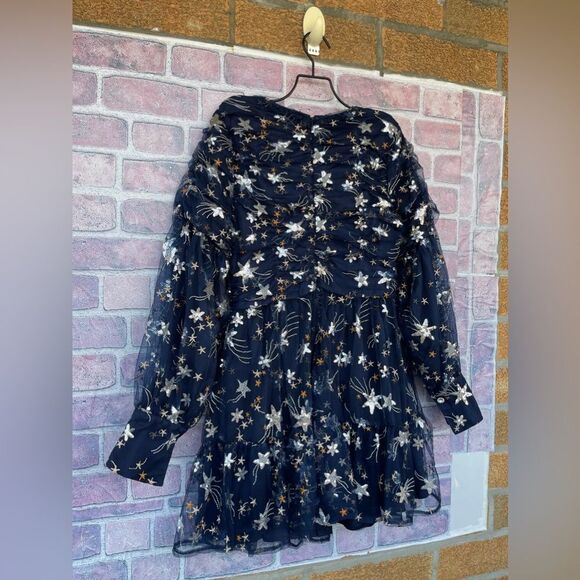 Sister Jane Shooting Star Embroidered Mini Dress Navy and Silver  medium - Picture 13 of 17